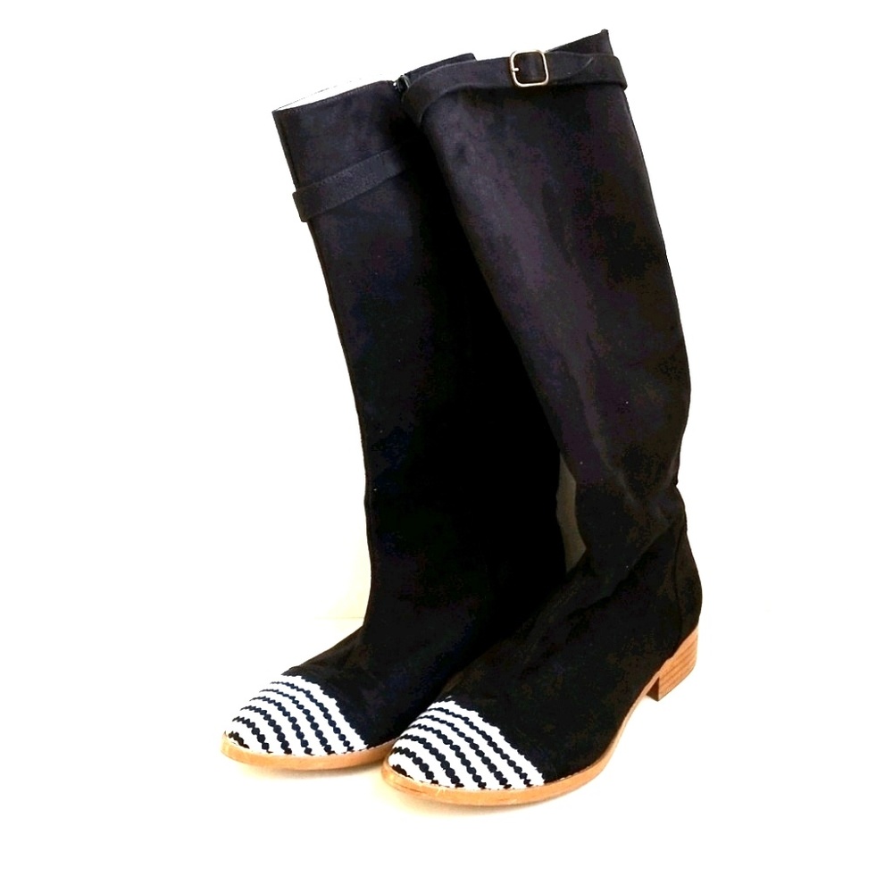 Olsenhaus Vegan Faux Suede Boots Toe Stripe Sz 7